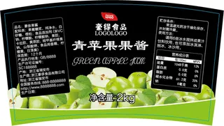 苹果水果罐头扇形不干胶标签贴纸