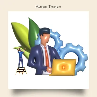 3D立体商务办公会议白领男性插画海报元素