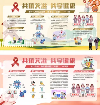 共抗艾滋共享健康老年人流动人口宣传栏