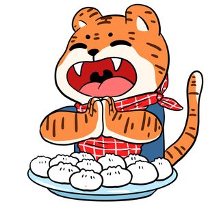 中国风2022虎年元旦新年卡通老虎形象装饰元素插画ps素材