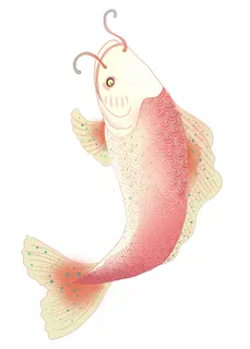 手绘烫金国潮中国风卡通锦鲤鱼金鱼插画装饰元素PSD设计素材