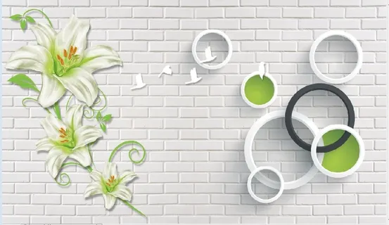 雕塑兰花砖墙背景墙