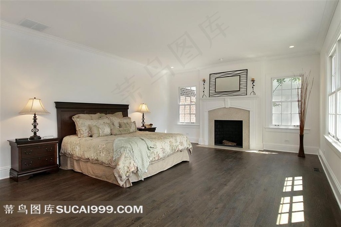 卧室里的干枝家具陈设摄影高清图片