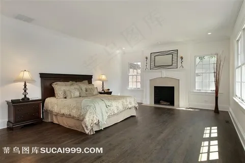 卧室里的干枝家具陈设摄影高清图片