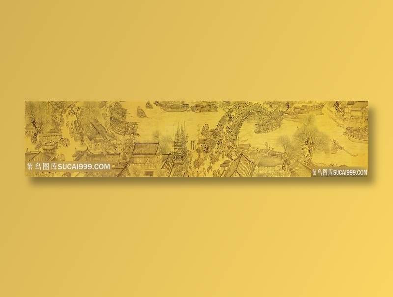 中国风界画古代市井风光图