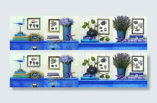 油画花瓶蓝色装饰画