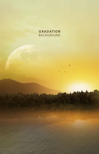 大海树木夕阳风光PSD素材