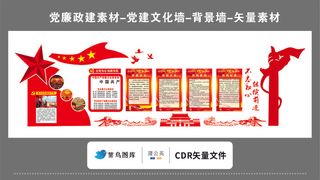 党建文化墙党建素材CDR预览图红色不忘初心继续前行五星华表飘带