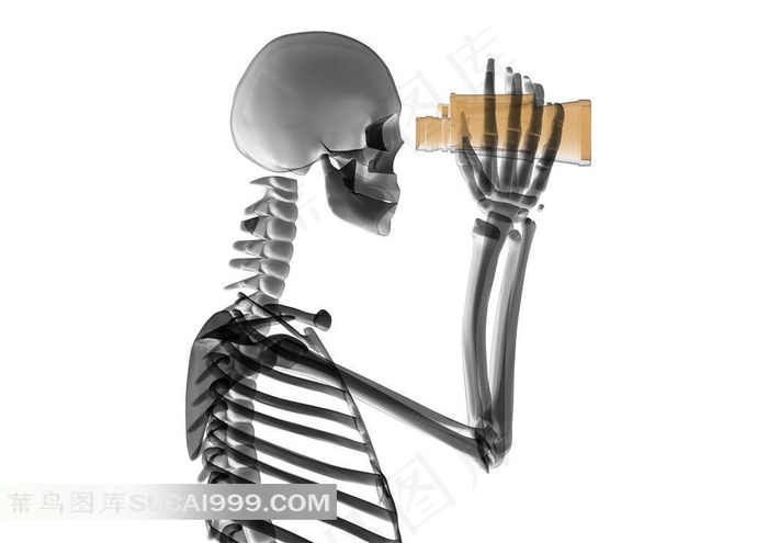 高清喝水的人体骨架素材