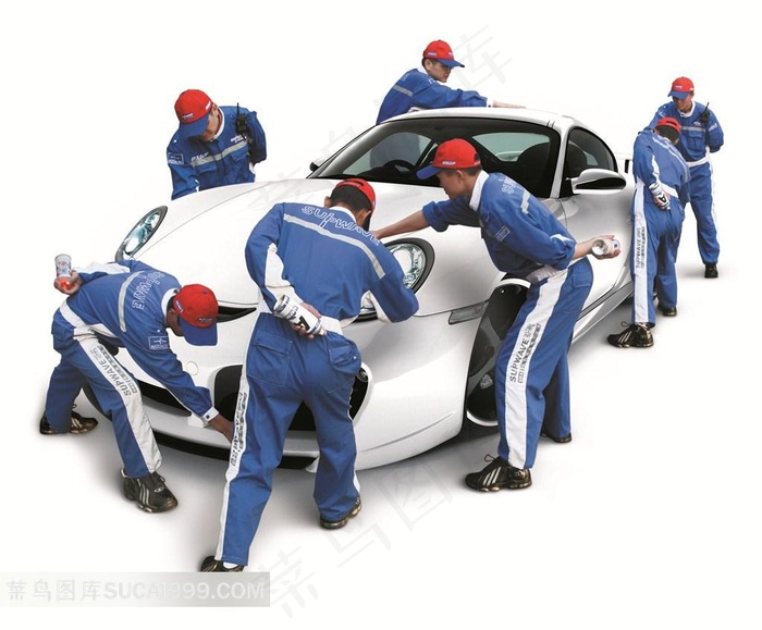正在给汽车做保养的工人高清图片