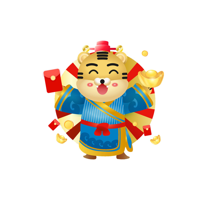 手绘2022虎年新年春节卡通老虎形象IP插画元素AI设计素材图案ai矢量模版下载