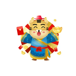 手绘2022虎年新年春节卡通老虎形象IP插画元素AI设计素材图案