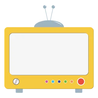 元素 插画  电视 黄色 