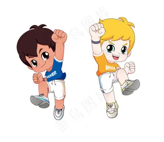 海尔兄弟IP奔跑形象-矢量可编辑文件