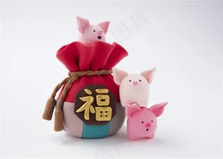 可爱的三只小猪新年送福高清图片
