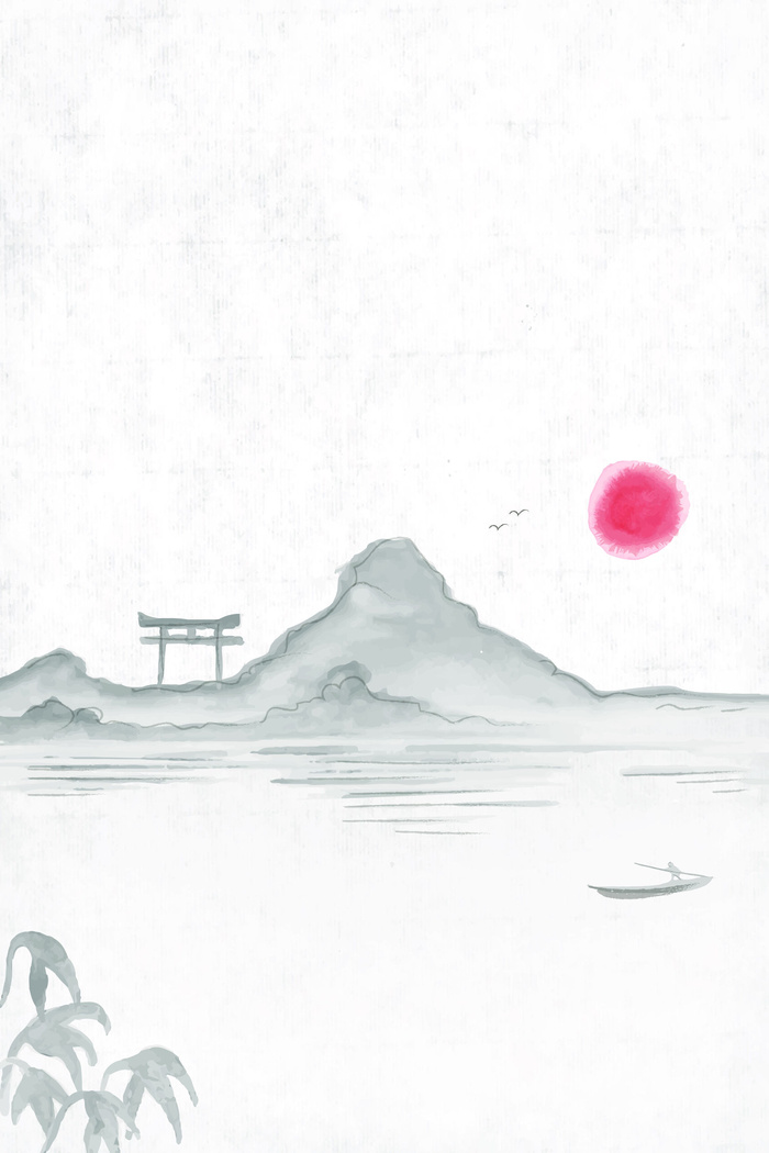 中国风传统水墨古风古典展板边框工笔画PS海报背景平面广告Ai设计素材ai矢量模版下载