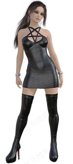 3D性感皮靴美女模型图片