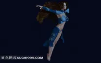 3D性感张开手臂的美女素材