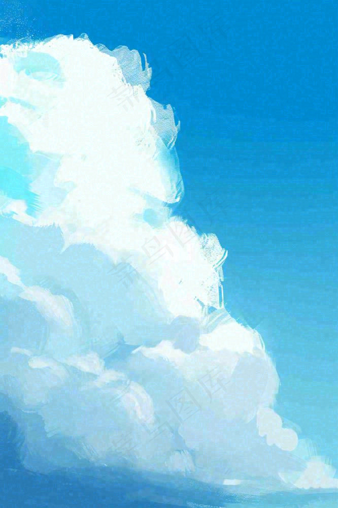 蓝天白云云层清新天空插画手绘(896x1344)