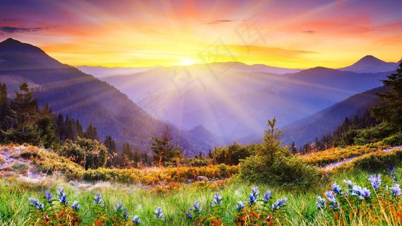 高清山顶朝阳风景图片