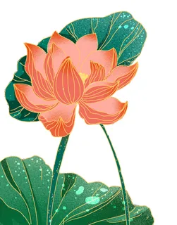 国潮中国风手绘荷花莲花荷叶莲藕植物花卉装饰插画PSD设计素材 国潮中国风手绘荷花莲花荷叶莲藕植物花卉装饰插画PSD设计素材