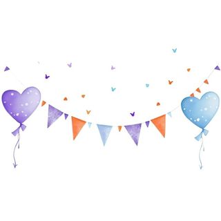 彩旗气球装饰彩色免抠