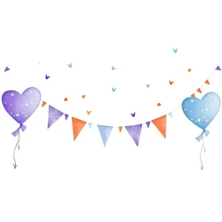 彩旗气球装饰彩色免抠