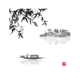 山水画素材中国风水墨画素材元素中国画