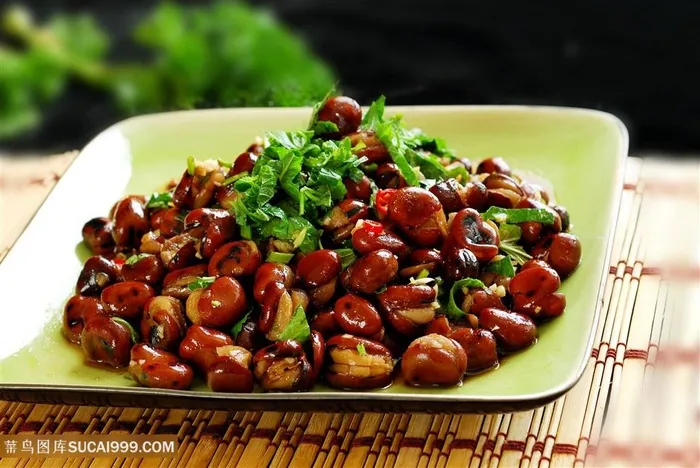 藿香胡豆中华美食摄影图