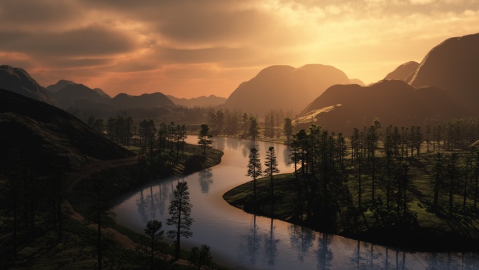 高清山水树林