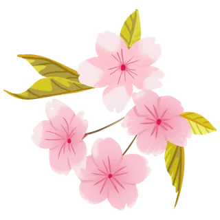 春天浪漫粉红色樱花手绘樱花梅花桃花花朵图片PNG免扣素材