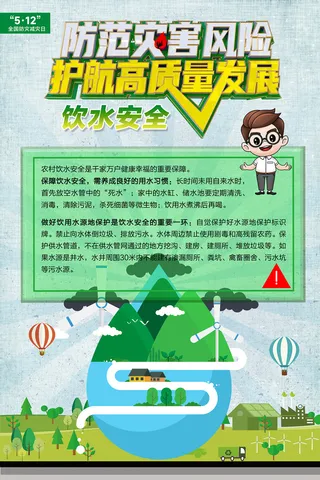 防灾减灾日饮用水安全公益海报