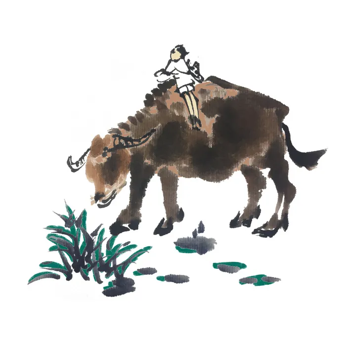 清明清明节卡通牧童和牛psd模版下载