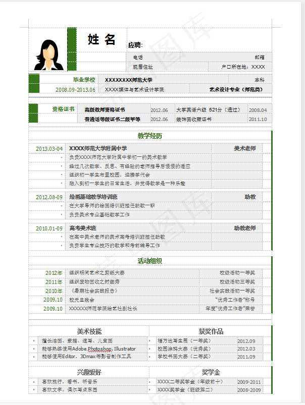 简历模板大专本科简单简历模版标准简历模版优秀个人简历模版毕业生