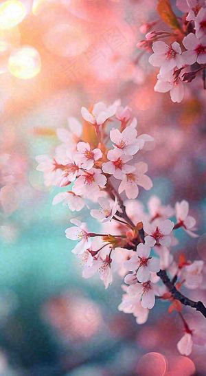 绚丽浪漫粉白色樱花花朵，惊蛰立春摄影图