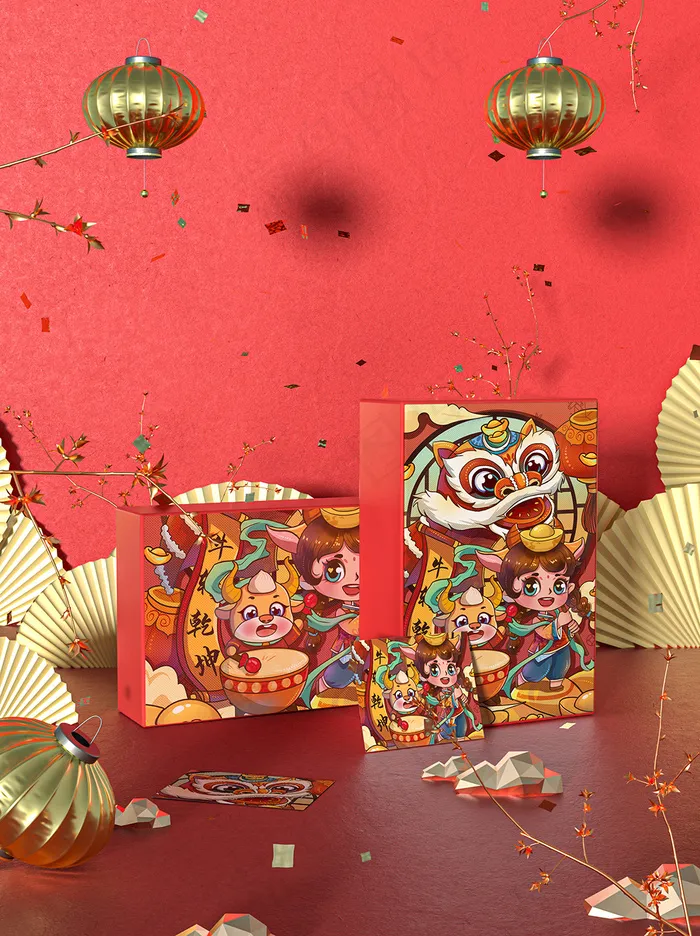 国潮风中式文创智能样机psd模版下载