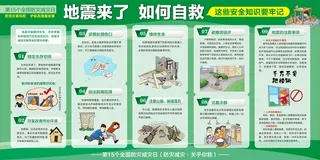 全国防灾减灾日地震来了如何自救展板