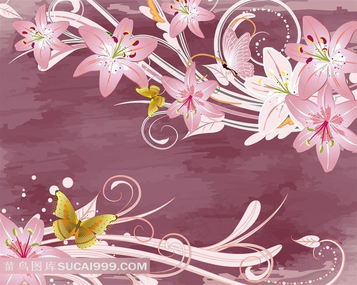 彩绘百合花纹图片