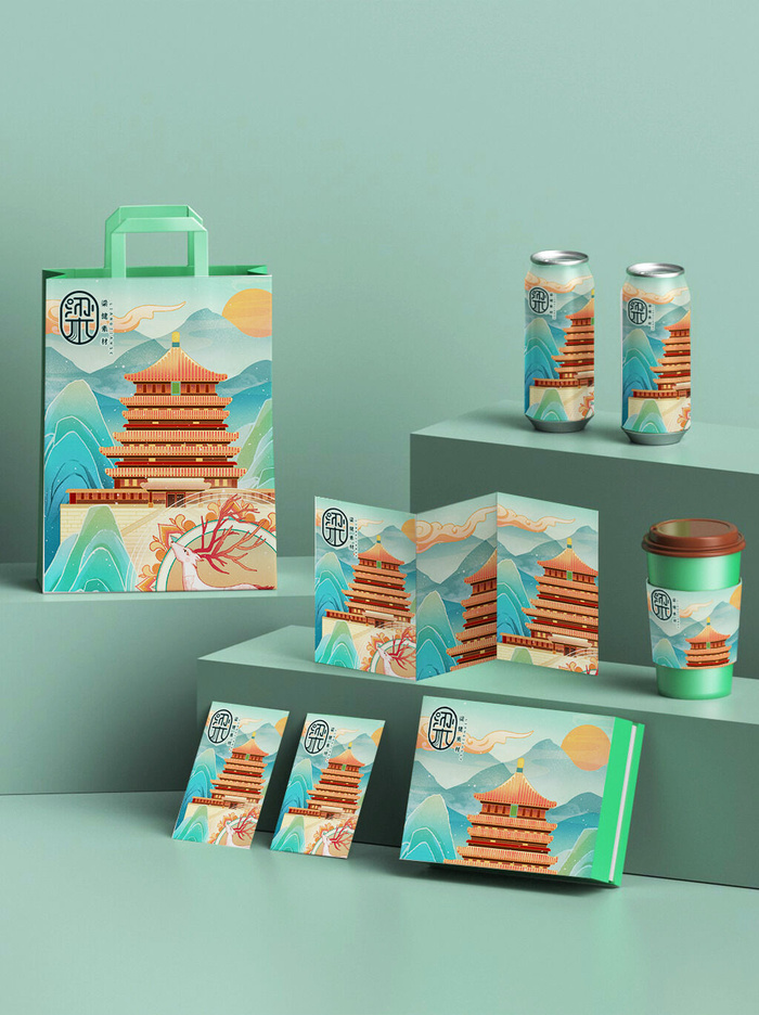 高端文创样机素材产品中国风国潮logo礼盒包装VI智能贴图PSD模板psd模版下载
