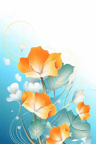 创意清新淡蓝色荷花古风背景