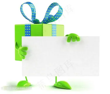 拿着卡片的礼物盒创意素材