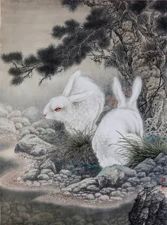工笔兔子艺术画 工笔兔子艺术画