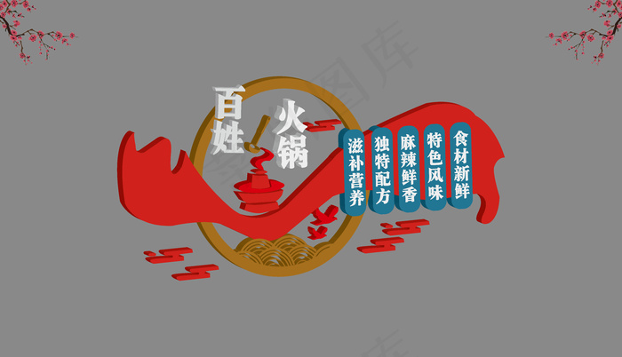 火锅立体字效果