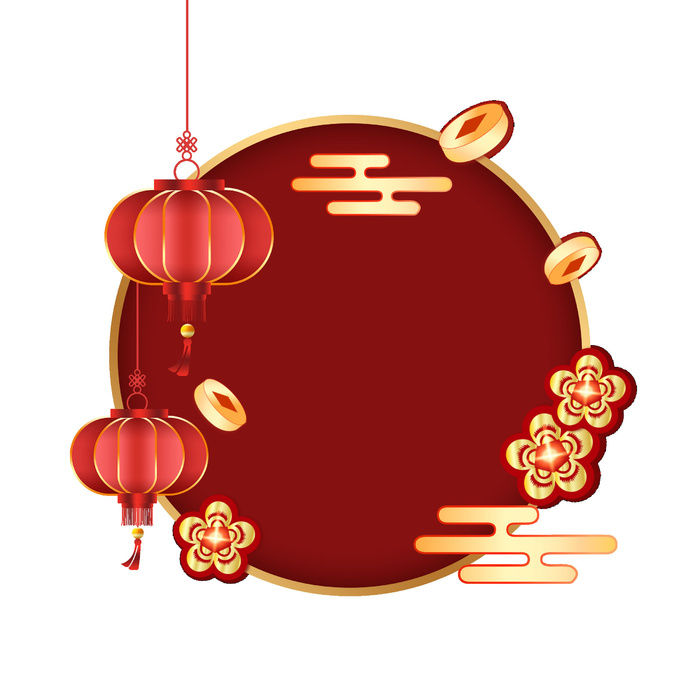 灯笼框装饰新年psd模版下载
