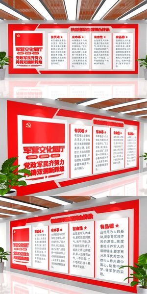 军营文化墙谈加强国防和军队党建文化墙