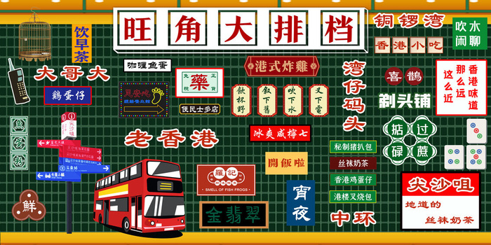 复古旺角大排档国潮港风传统文化矢量源文件psd模版下载
