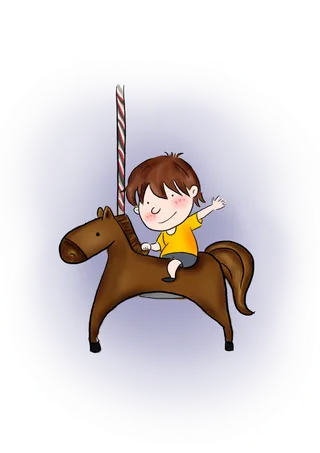 木马玩具剪贴画儿童节幼儿园插画