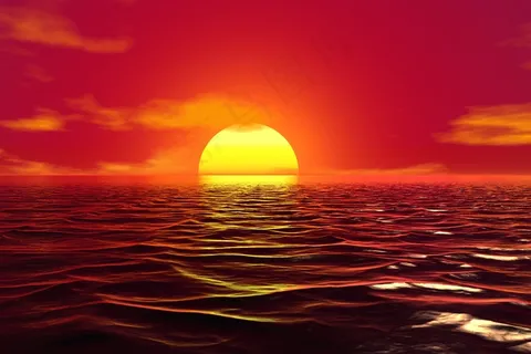 海平面红日升起图片 海平面红日升起图片