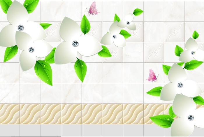 雕塑花卉砖墙背景墙