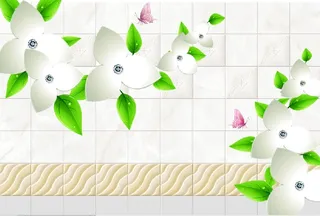 雕塑花卉砖墙背景墙